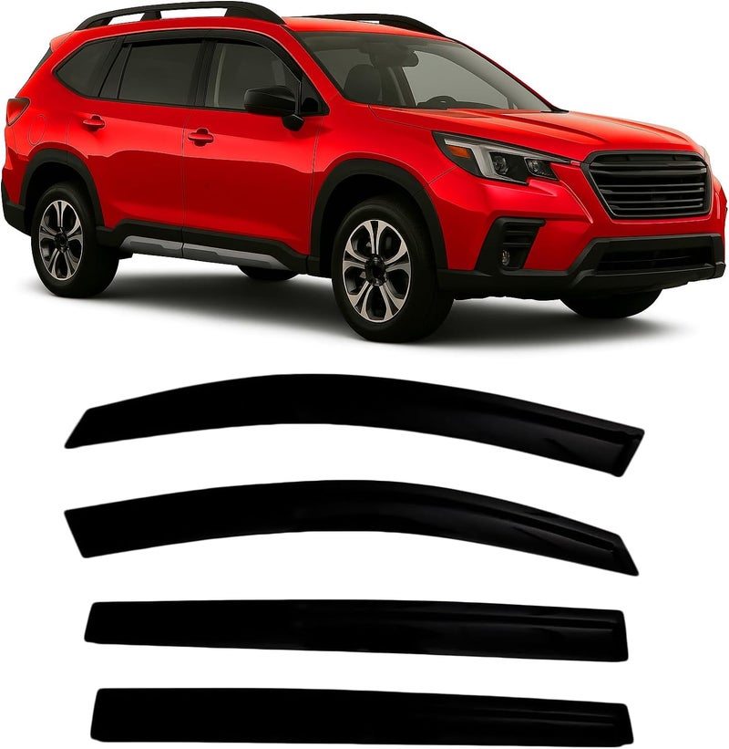 Optimal Co 2019-2026 Tape-On Side Window Visor Deflectors for Subaru Ascent Smoke Tinted Rain Guards Premium Onyx Limited 2020 2021 2022 2023 2024 2025 - Image 1